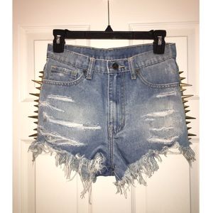 UNIF Spiked Denim High Waisted Shorts